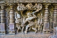 A fighting scene from the Mahabharat, showing Bhim wielding the mace