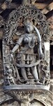 Chennakeshava temple, Beluru, Bracket figure, shilabalike - kesha sundari - girl styling her hair