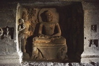 Ellora, Buddhist Architecture, Buddha in meditative pose