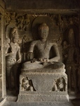 Ellora, Buddhist Architecture, Gautama Buddha with two attendants