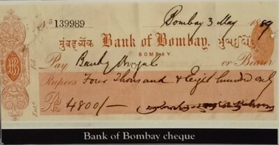 Bank of Bombay - Cheque