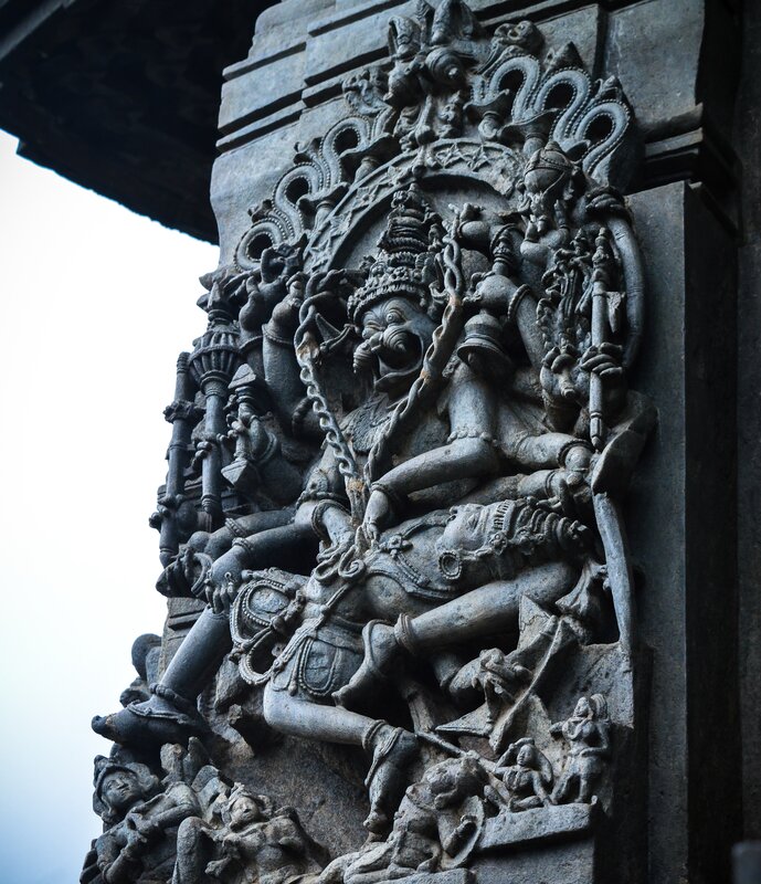 Chennakeshava temple, Beluru, Lord Narasimha killing the demon Hiranyakashipu - image2