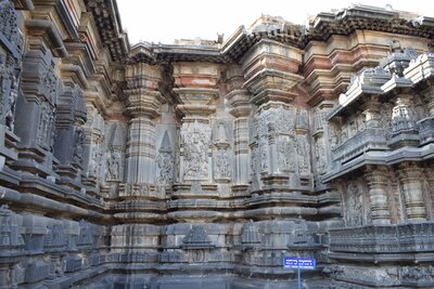 Chennakeshava temple, Beluru, outer wall reliefs around the sanctum, North-western wall with reliefs