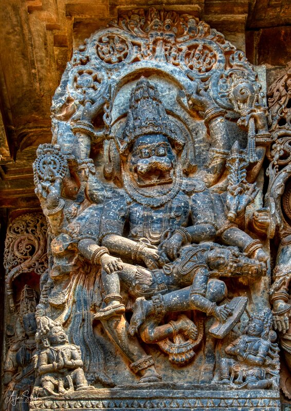 Narasimha, the fourth incarnation of Vishnu killing the demon Hiranyakashipu - 104