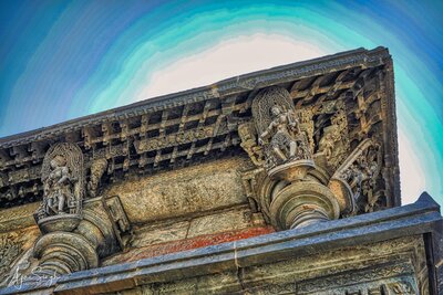 Chennakeshava temple, Beluru, Madanika figurines under the eaves of external walls, p34